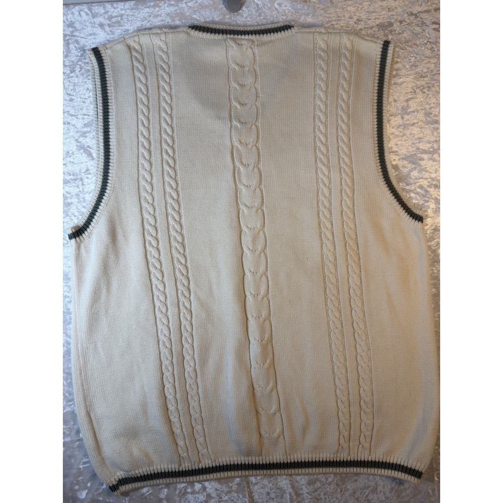 Vintage 90s Nike Tennis Mens XL Sweater Vest Cable Knit Swoosh Preppy - Picture 5 of 7